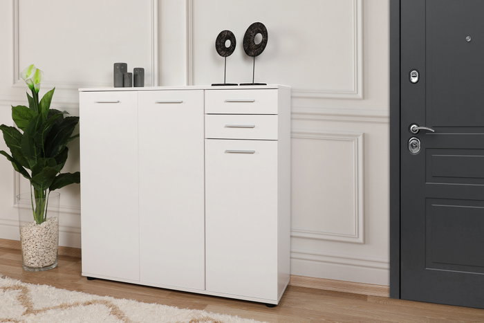 Hanah Home Zapatero Blanco con Dos Cajones